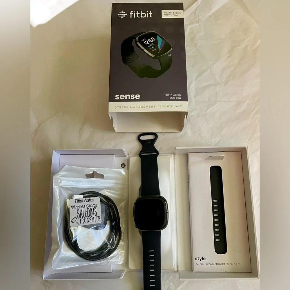 NIB! Fitbit Sense Smartwatch - Black Stress Management ECG
